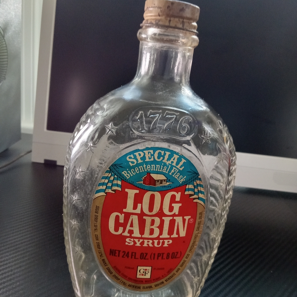 1776 Vintage Log Cabin Syrup Bottle